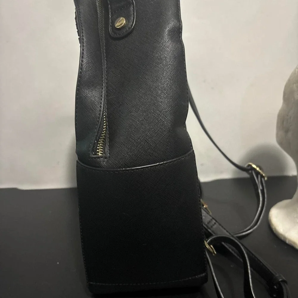 CALPAK Kaya Black Faux Leather Laptop Backpack 13 Inch Gold Hardware Travel Bag